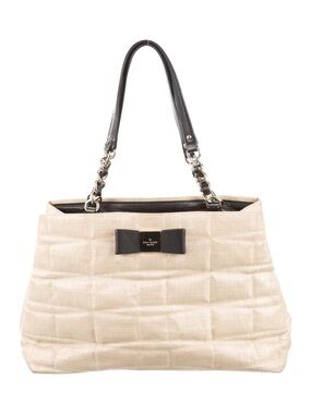 Kate Spade Veranda Place Quilted Bow Straw Maryann Satchel Shoulder Bag